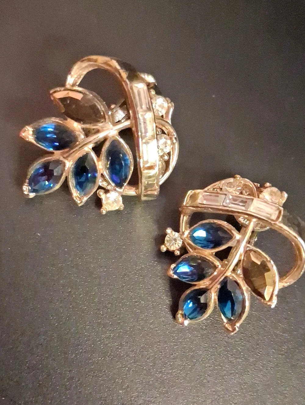 Vintage Coro Blue & Gold Clip-On Earrings